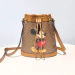 Gucci, x Disney Mickey Bucket Bag, Small, Brown, Very Very  Good