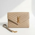 YSL, Envelope Clutch Bag, , Beige, Very Very  Good