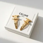 Celine, Triomphe Snap Hair Clips, , Gold, Very Very  Good