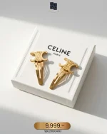 Celine, Triomphe Snap Hair Clips, , Gold, Very Very  Good