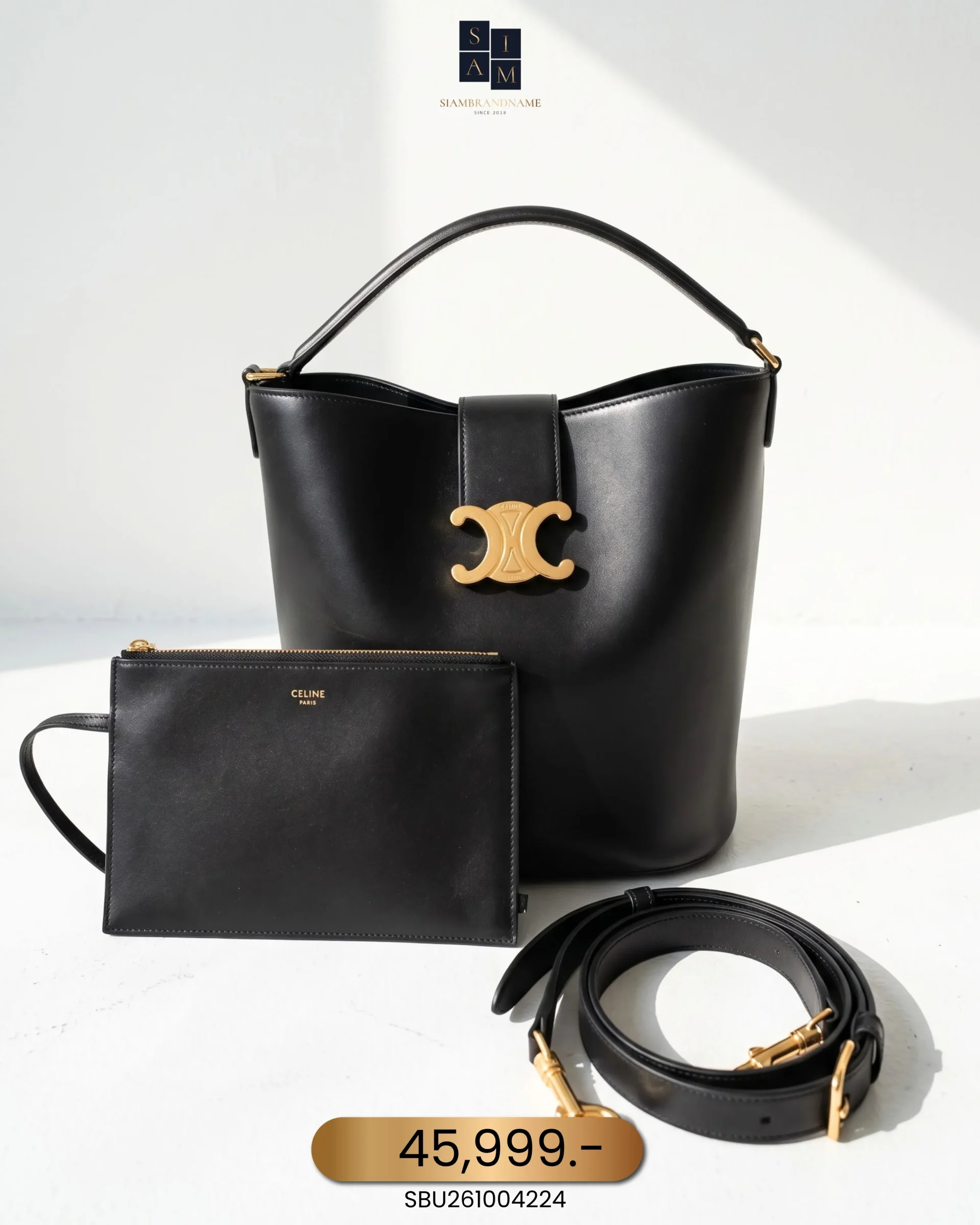 SBU261004224 Celine, Celine Medium Bucket Louise, Medium, Black, Like New - Image 1