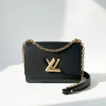 Louis Vuitton, Twist, MM, Black, Very Very  Good