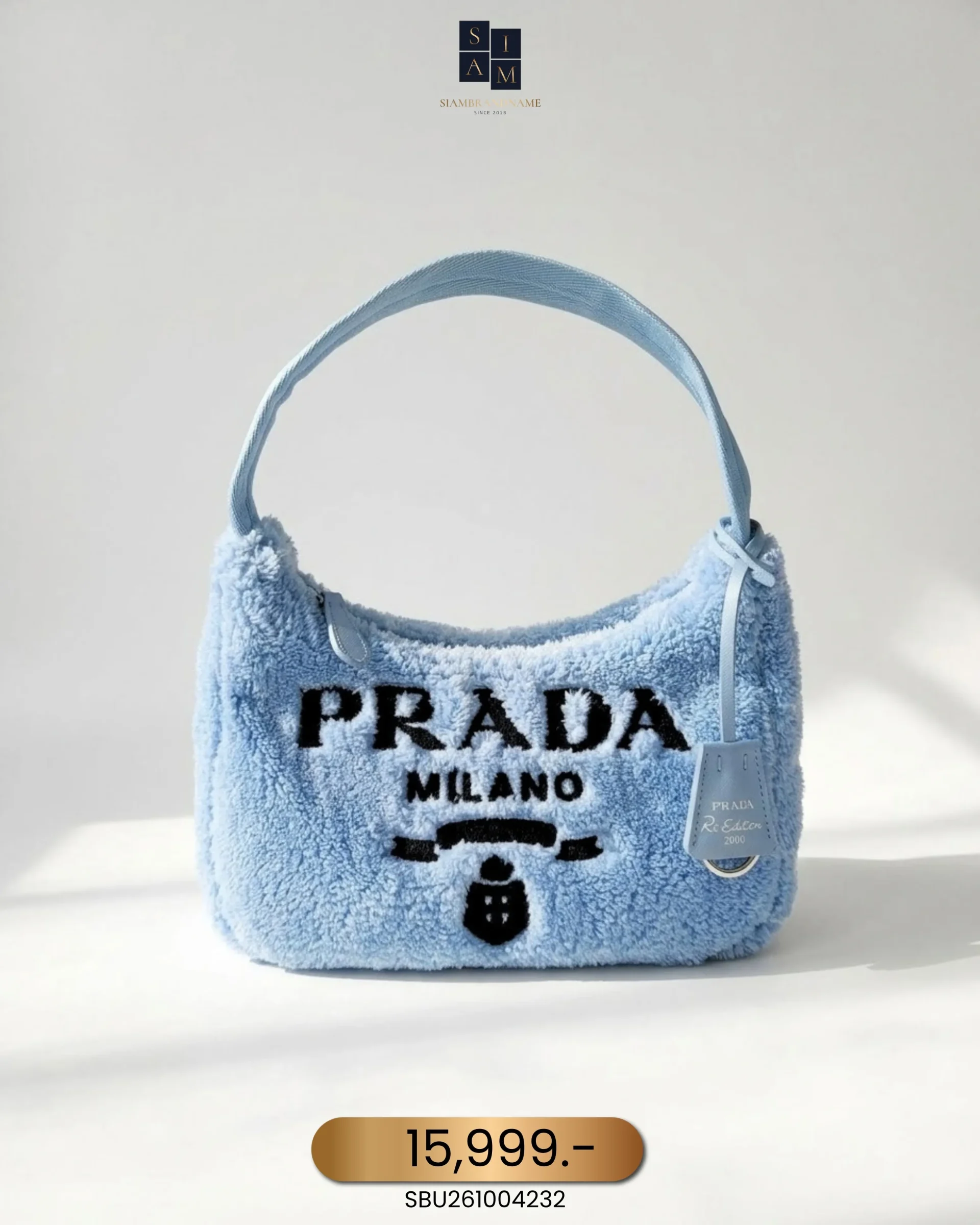 SBU261004232 Prada, Re-Edition 2000 Terry Mini Bag, Mini, Blue, Very Good - Image 1