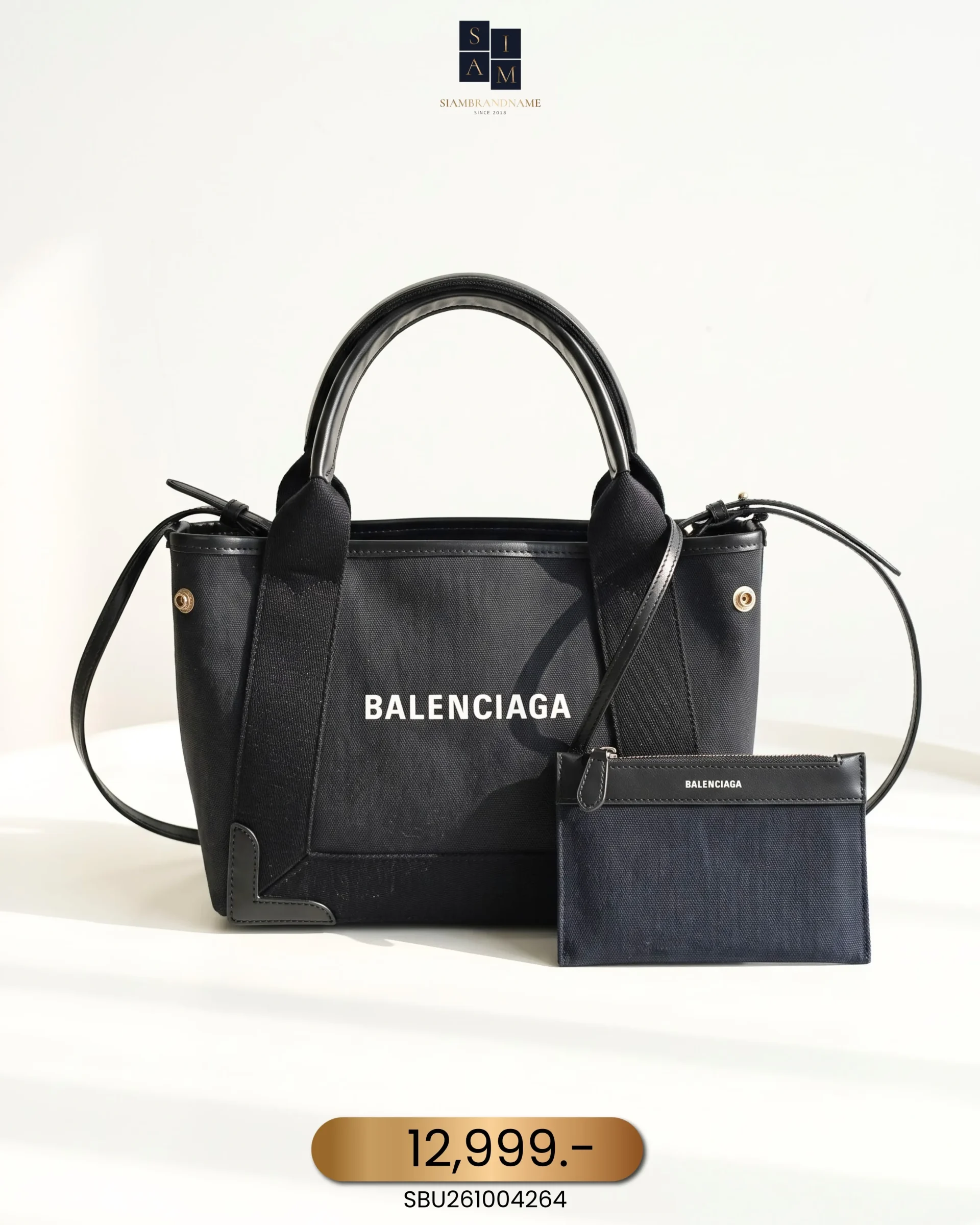 SBU261004264 Balenciaga, Navy Cavas XS Tote Bag, XS, Black, Very Very Good - Image 1