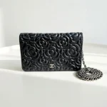 Chanel, Camellia WOC,  7.5", Black, Very Very  Good