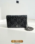 Chanel, Camellia WOC,  7.5", Black, Very Very  Good